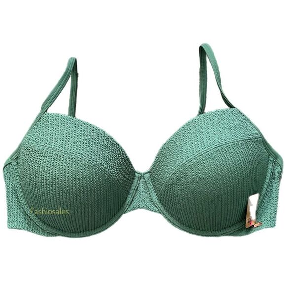 Victorias Secret Pink Swim Crinkle Push Up Padded Underwire Bikini Top XXL - Picture 1 of 8